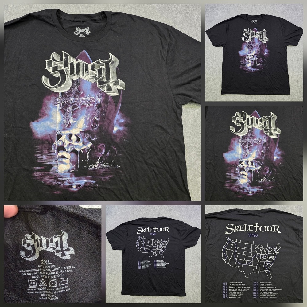 Ghost T Shirt Mens 2XL Black SkeleTour 2026‎ Tour Dates Graphic Band Tee